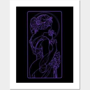 Alphonse Mucha Primevere Violet Neon Posters and Art